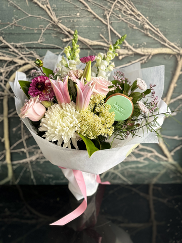 Birthday Bliss Bouquet With Free Cookie-Local NZ Florist -The Wild Rose | Nationwide delivery, Free for orders over $100 | Flower Delivery Auckland