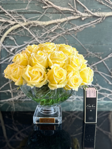 Cote Noire - Centrepiece Square Base - Yellow Roses-Local NZ Florist -The Wild Rose | Nationwide delivery, Free for orders over $100 | Flower Delivery Auckland