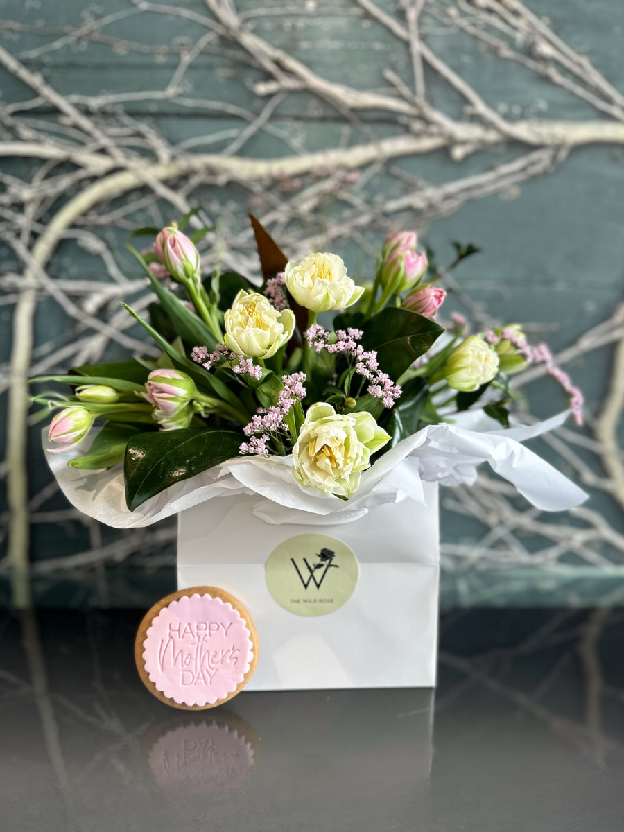 Tulip Enchantment Bouquet With Free Cookie-Local NZ Florist -The Wild Rose | Nationwide delivery, Free for orders over $100 | Flower Delivery Auckland