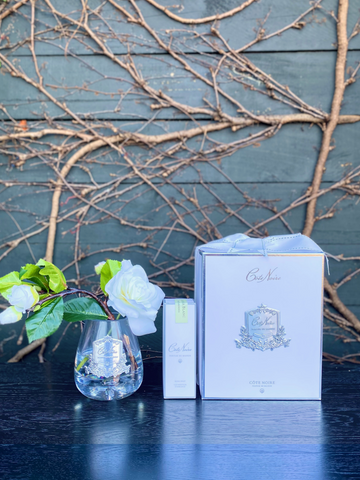 Côte Noire Gardenia Tear Drop Clear Vase-Local NZ Florist -The Wild Rose | Nationwide delivery, Free for orders over $100 | Flower Delivery Auckland