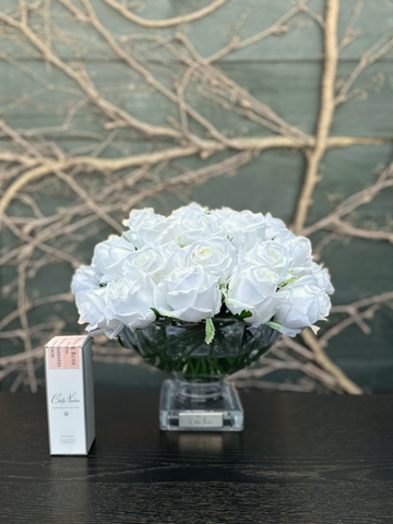 Cote Noire - Centrepiece square base - White Roses-Local NZ Florist -The Wild Rose | Nationwide delivery, Free for orders over $100 | Flower Delivery Auckland
