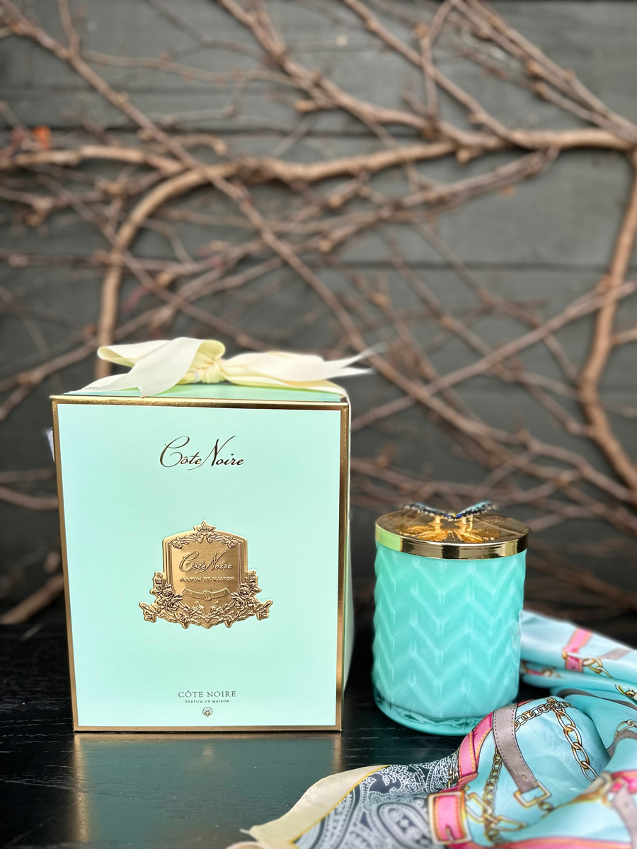 Côte Noire Herringbone Jade Candle and Scarf-Local NZ Florist -The Wild Rose | Nationwide delivery, Free for orders over $100 | Flower Delivery Auckland