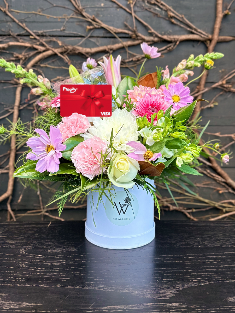 Hat Box with Visa Prezzy Card-Local NZ Florist -The Wild Rose | Nationwide delivery, Free for orders over $100 | Flower Delivery Auckland