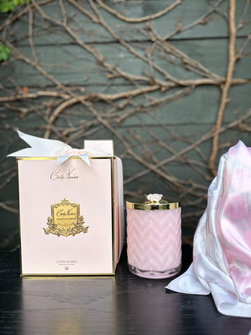 Côte Noire Herringbone Charente Rose Candle and Scarf-Local NZ Florist -The Wild Rose | Nationwide delivery, Free for orders over $100 | Flower Delivery Auckland