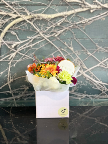Congrats Mini Posies With Cookie-Local NZ Florist -The Wild Rose | Nationwide delivery, Free for orders over $100 | Flower Delivery Auckland
