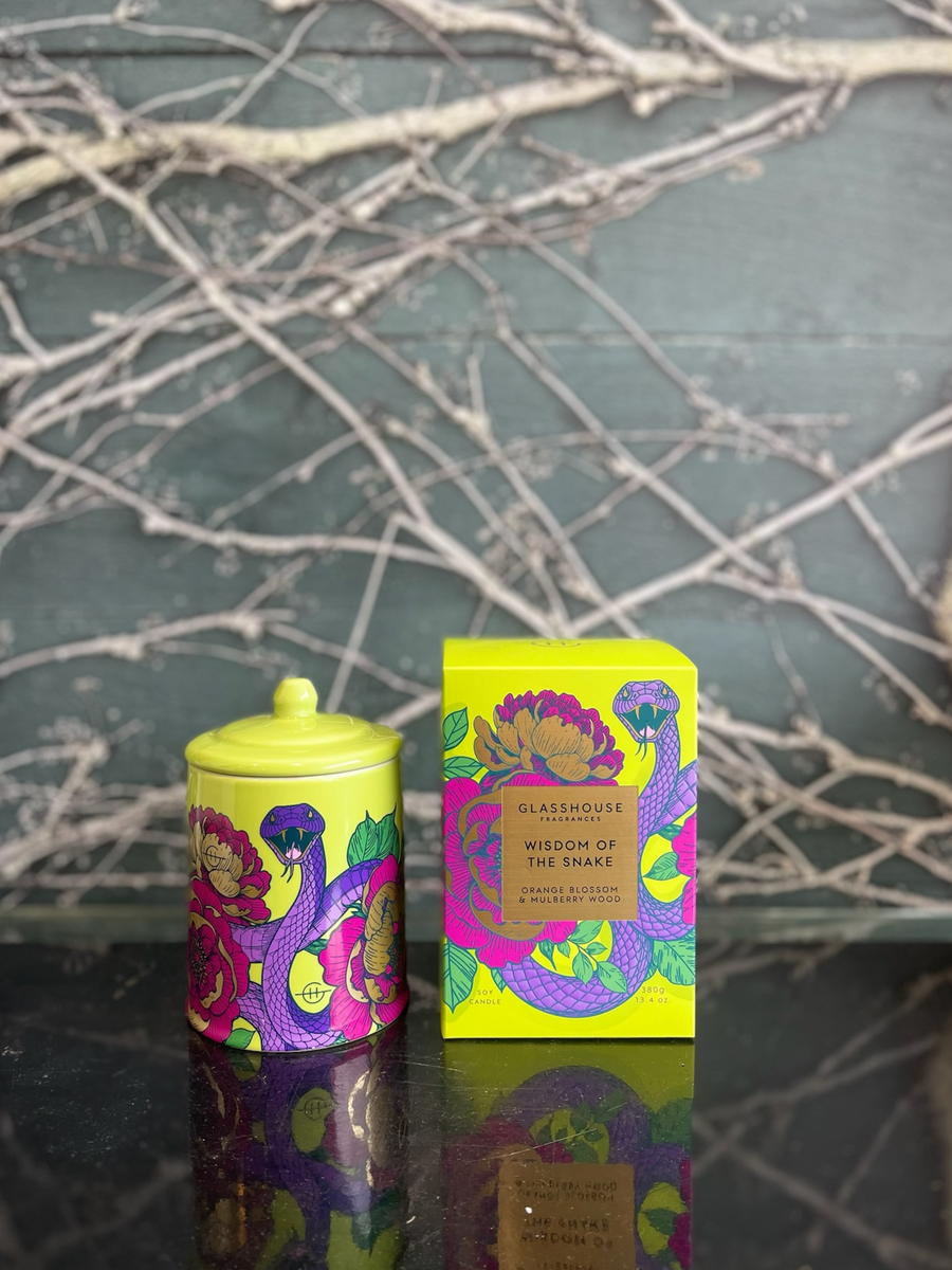 Glasshouse Wisdom of the Snake 380g candle-Local NZ Florist -The Wild Rose | Nationwide delivery, Free for orders over $100 | Flower Delivery Auckland