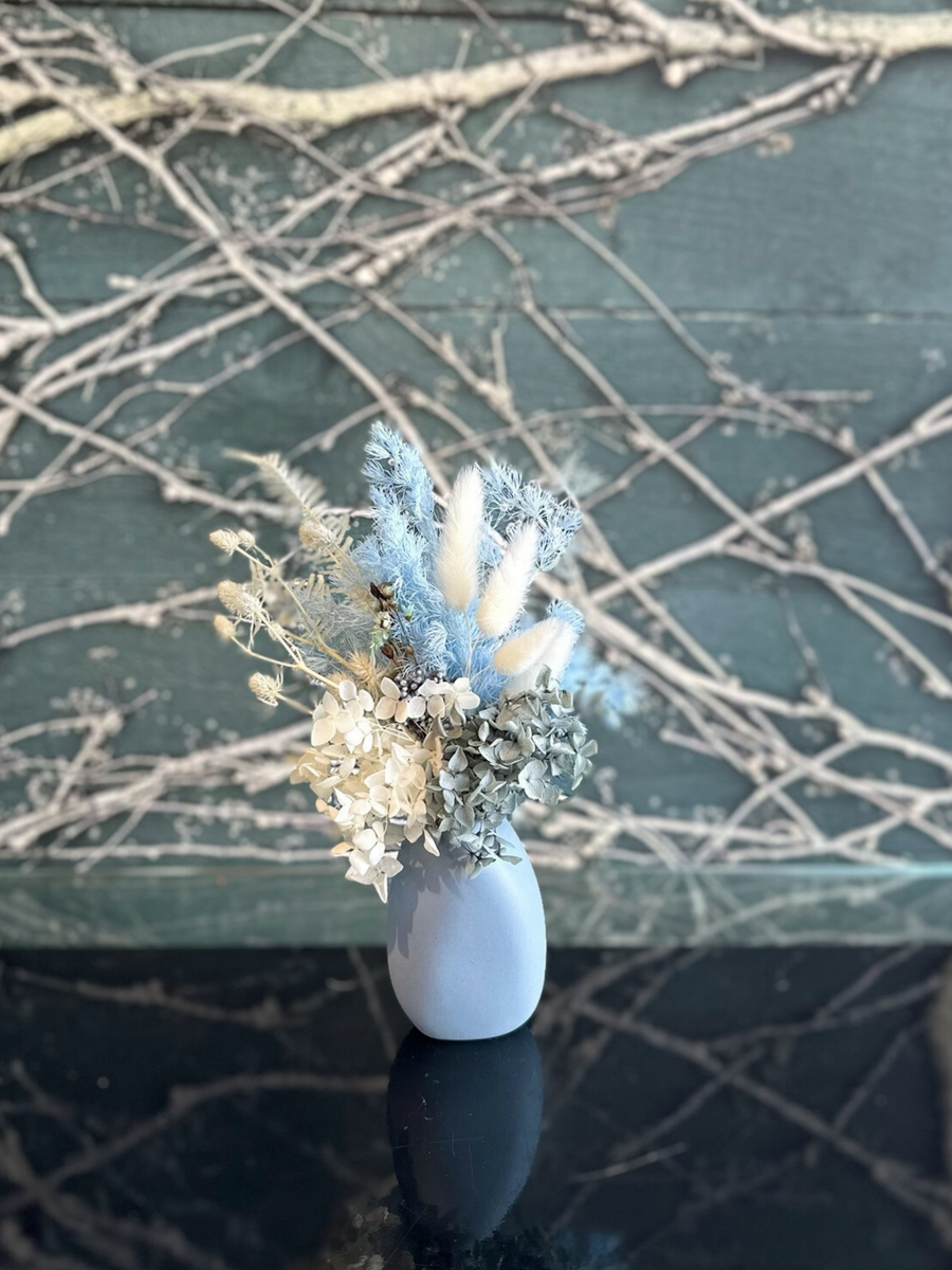 Dried Flowers NZ I The Emma I Blue Dried Flowers & Vase