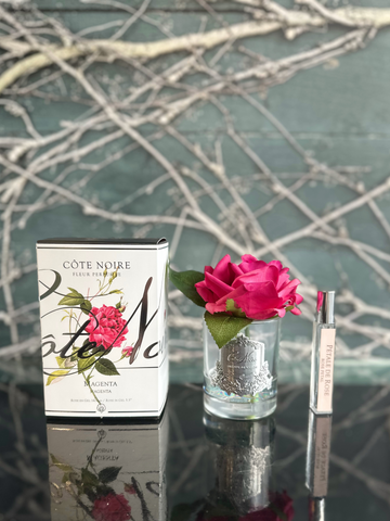 Cote Noire French Rose in Magenta - Clear Glass-Local NZ Florist -The Wild Rose | Nationwide delivery, Free for orders over $100 | Flower Delivery Auckland