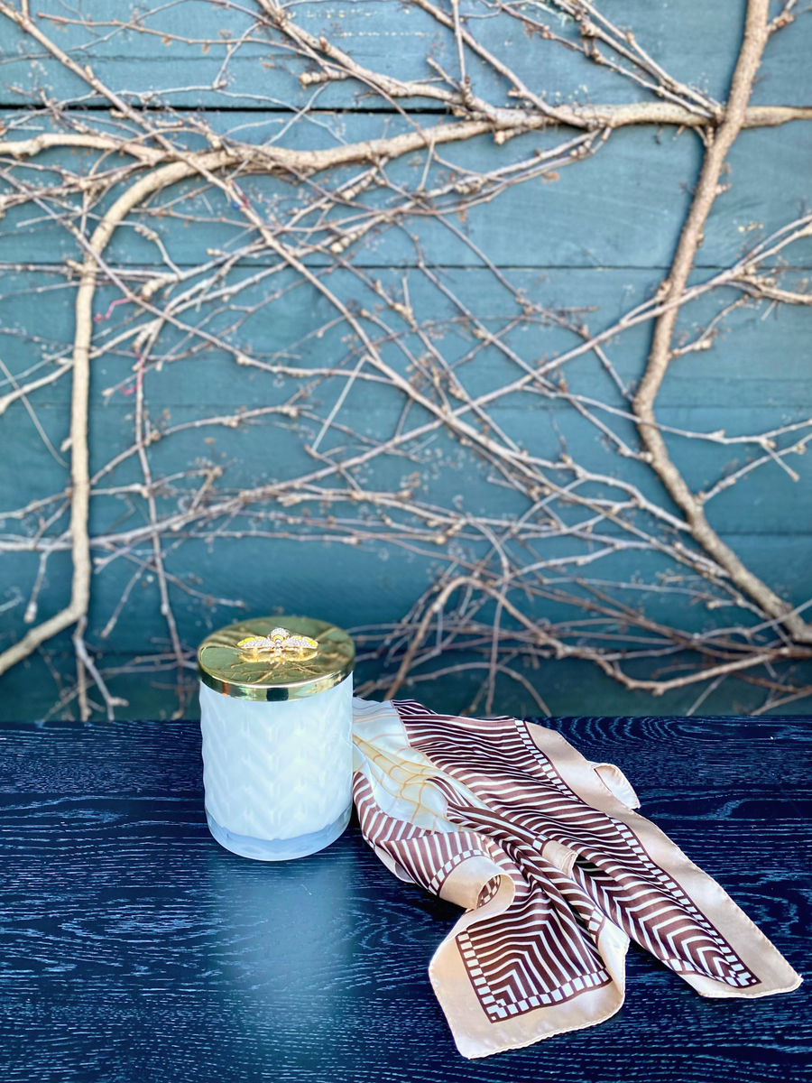 Côte Noire Herringbone Vanilla Candle & Scarf-Local NZ Florist -The Wild Rose | Nationwide delivery, Free for orders over $100 | Flower Delivery Auckland