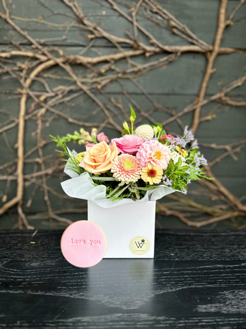 Love You Mini Posies With Cookie-Local NZ Florist -The Wild Rose | Nationwide delivery, Free for orders over $100 | Flower Delivery Auckland