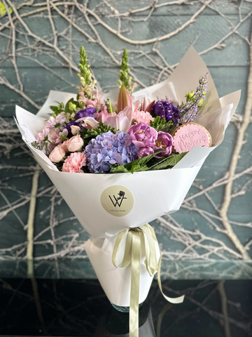 Mother's Day Blush Pink Bouquet With A Free Cookie-Local NZ Florist -The Wild Rose | Nationwide delivery, Free for orders over $100 | Flower Delivery Auckland