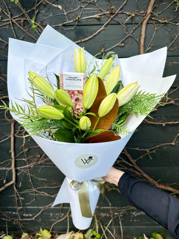 Gorgeous Lilies with Free Chocolate-Local NZ Florist -The Wild Rose | Nationwide delivery, Free for orders over $100 | Flower Delivery Auckland