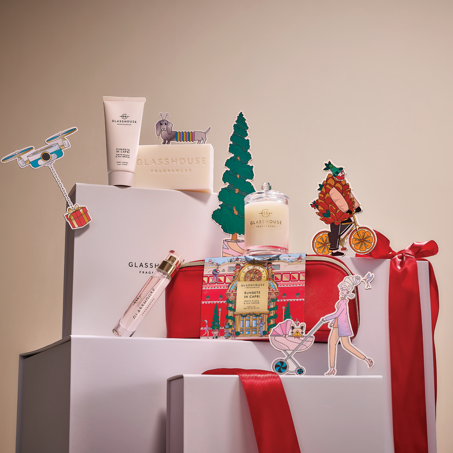 Glasshouse Christmas 2025 Sunsets In Capri Travel Set-Local NZ Florist -The Wild Rose | Nationwide delivery, Free for orders over $100 | Flower Delivery Auckland