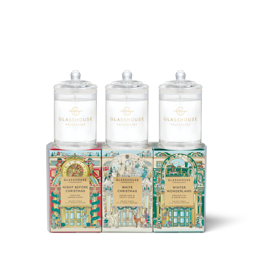 Glasshouse Christmas 2025 Candle Trio-Local NZ Florist -The Wild Rose | Nationwide delivery, Free for orders over $100 | Flower Delivery Auckland