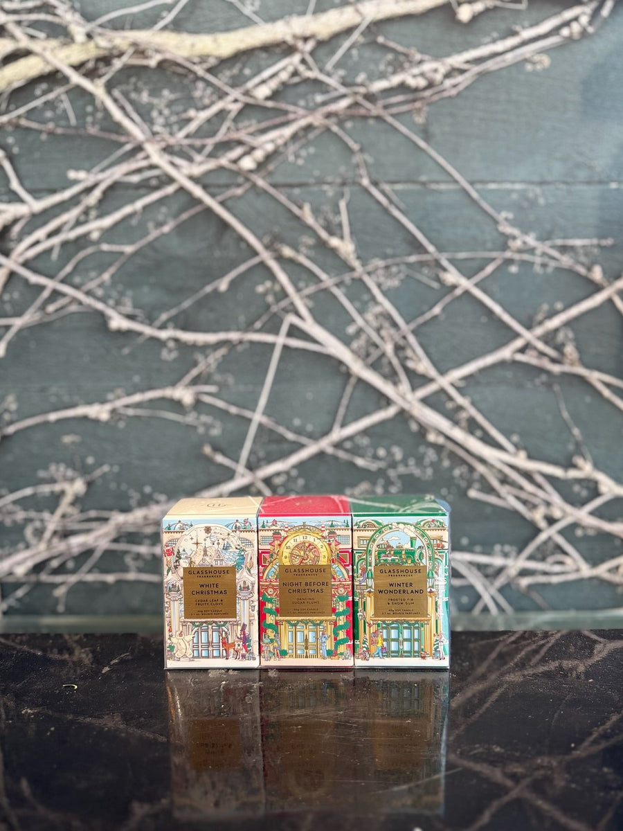 Glasshouse Christmas 2025 Candle Trio-Local NZ Florist -The Wild Rose | Nationwide delivery, Free for orders over $100 | Flower Delivery Auckland