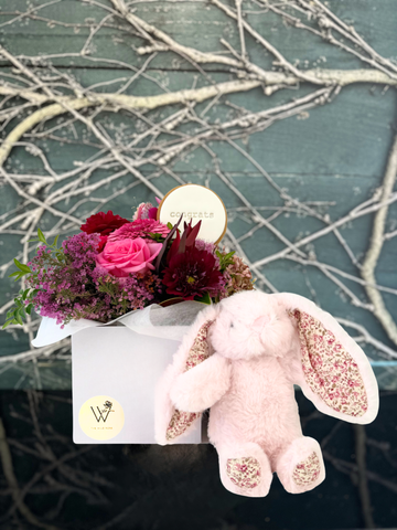 Posy, Bunny & Cookie (URGENT COURIER ONLY)-Local NZ Florist -The Wild Rose | Nationwide delivery, Free for orders over $100 | Flower Delivery Auckland