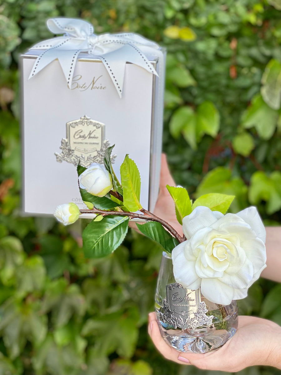 Côte Noire Gardenia Tear Drop Clear Vase-Local NZ Florist -The Wild Rose | Nationwide delivery, Free for orders over $100 | Flower Delivery Auckland