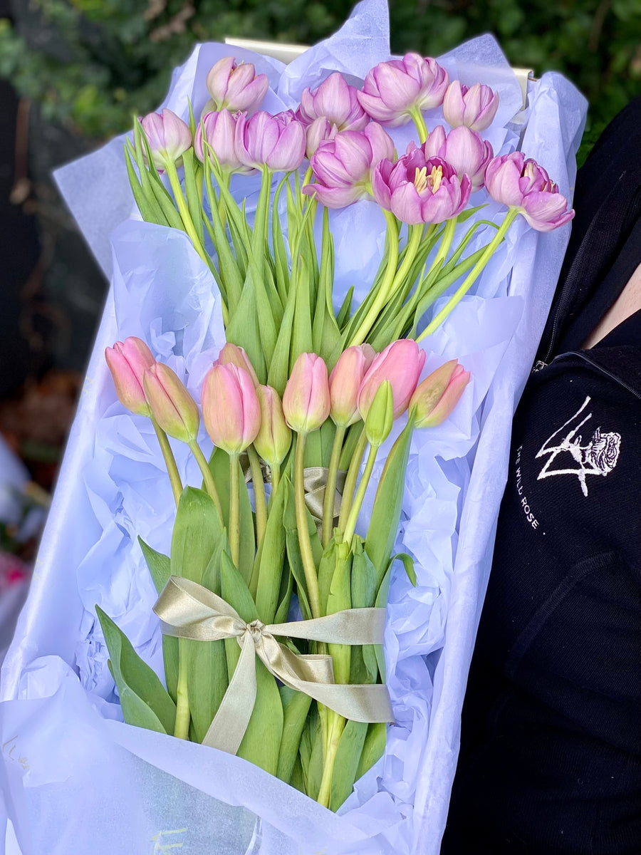 Tulips Flower Gift Box-Local NZ Florist -The Wild Rose | Nationwide delivery, Free for orders over $100 | Flower Delivery Auckland